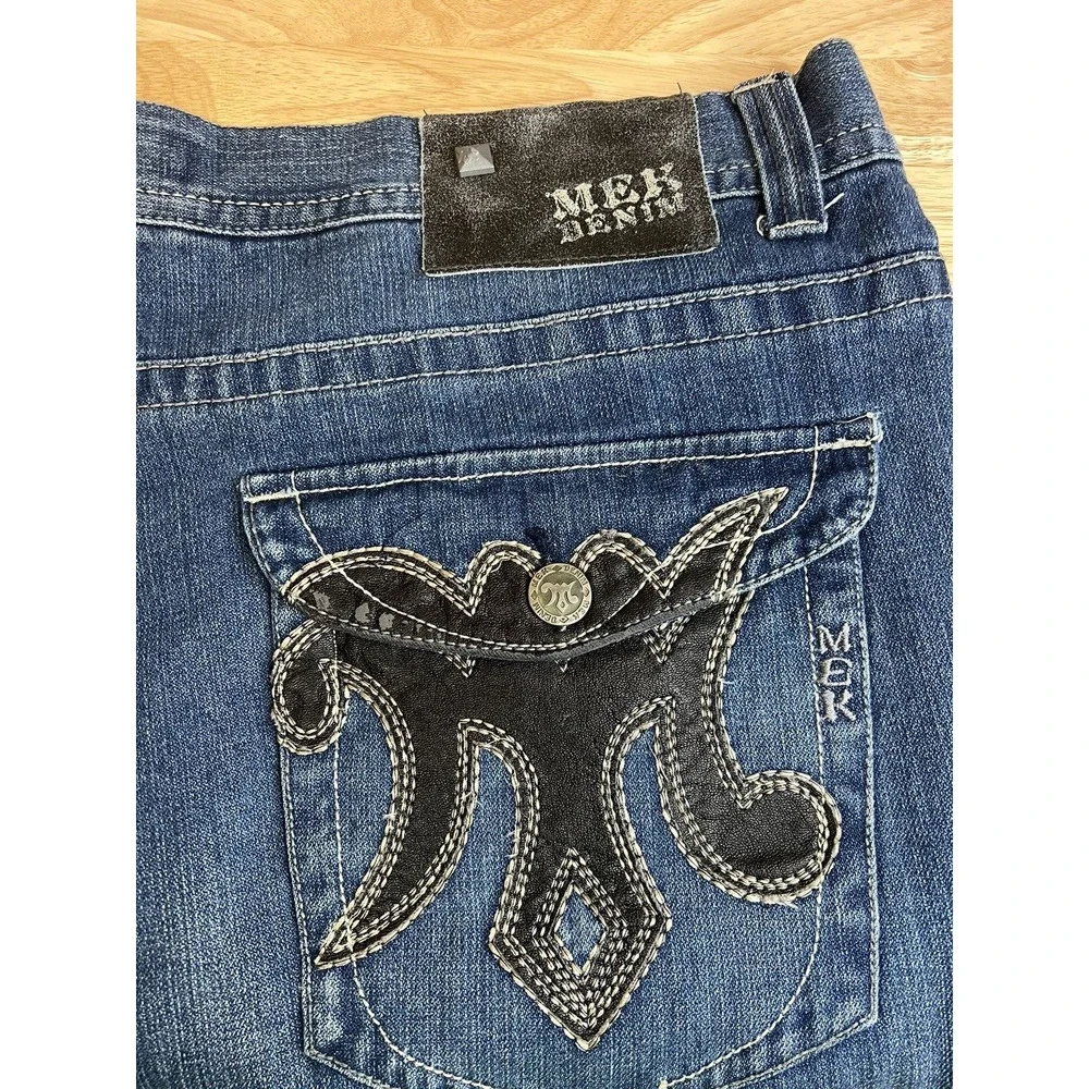 MEK Denim Maldives Bootcut Men's 42X35‎ Button Fly Blue Jean Vintage Made in USA